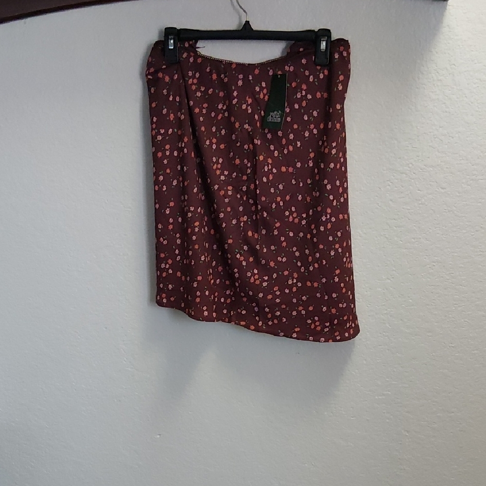 Wild Fable Burgundy Floral Mini Skirt